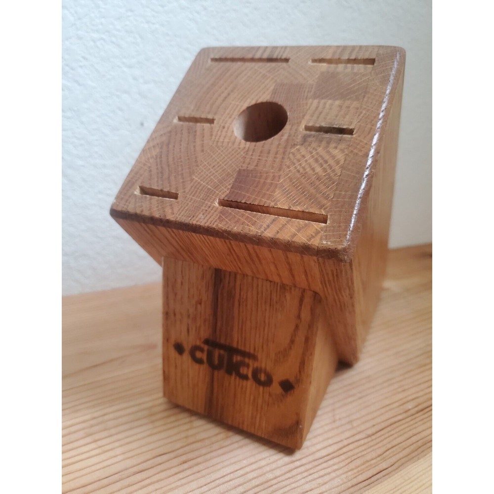 CUTCO 7 Slot Knife Block Honey Oak Wood Galley Set Display Holder Organi…